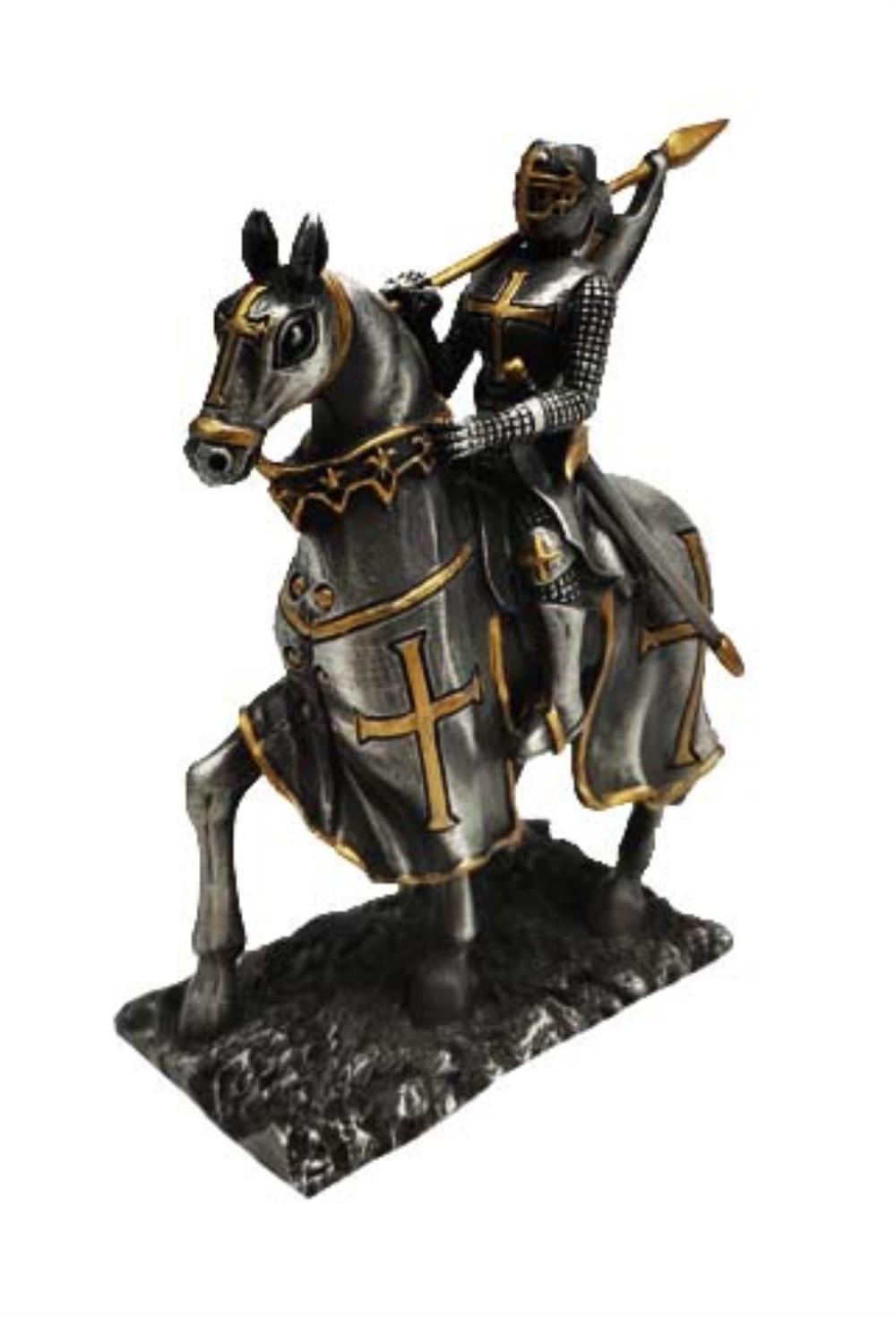 Pewter Knight - Crusader on horse with flag