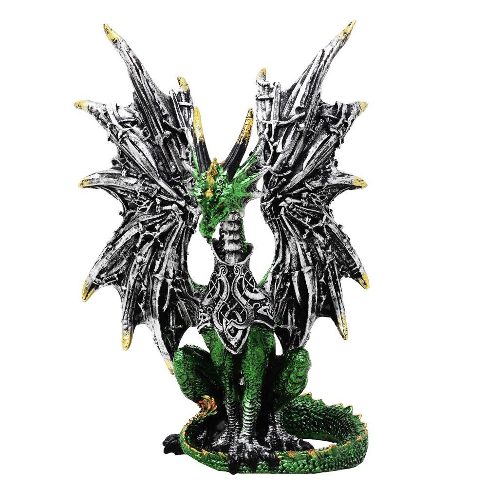 Green dragon with swords