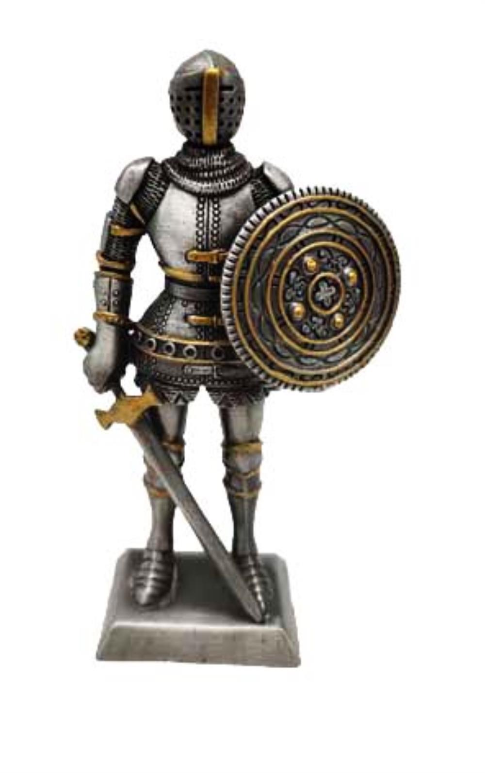 Pewter Knight with round shield and sword