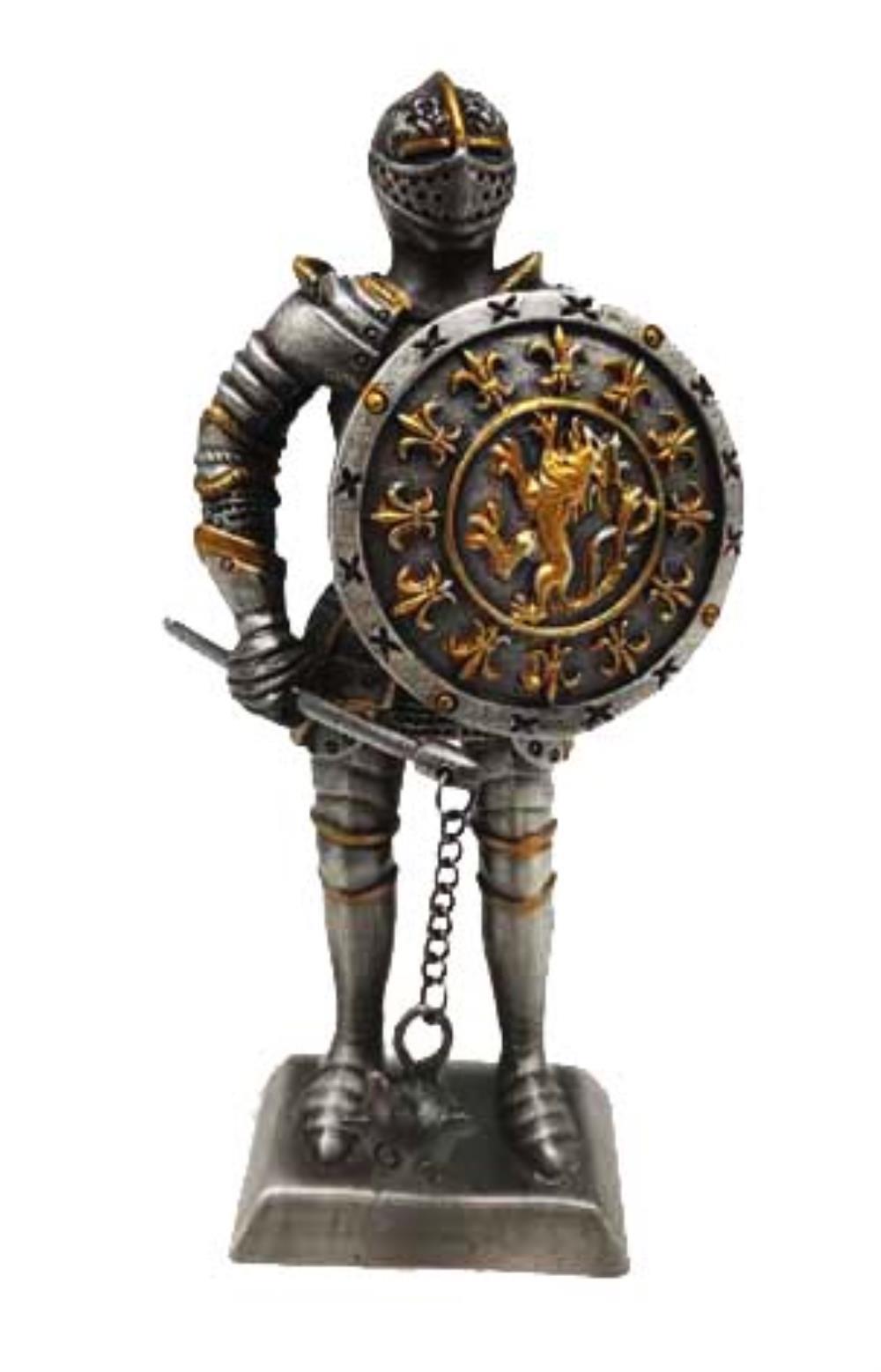 Pewter Knight with round shield and morning star