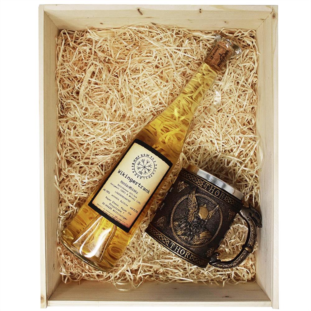 Geschenkset Wikingertrank Honig Whisky mit 1x Krug und Gravur