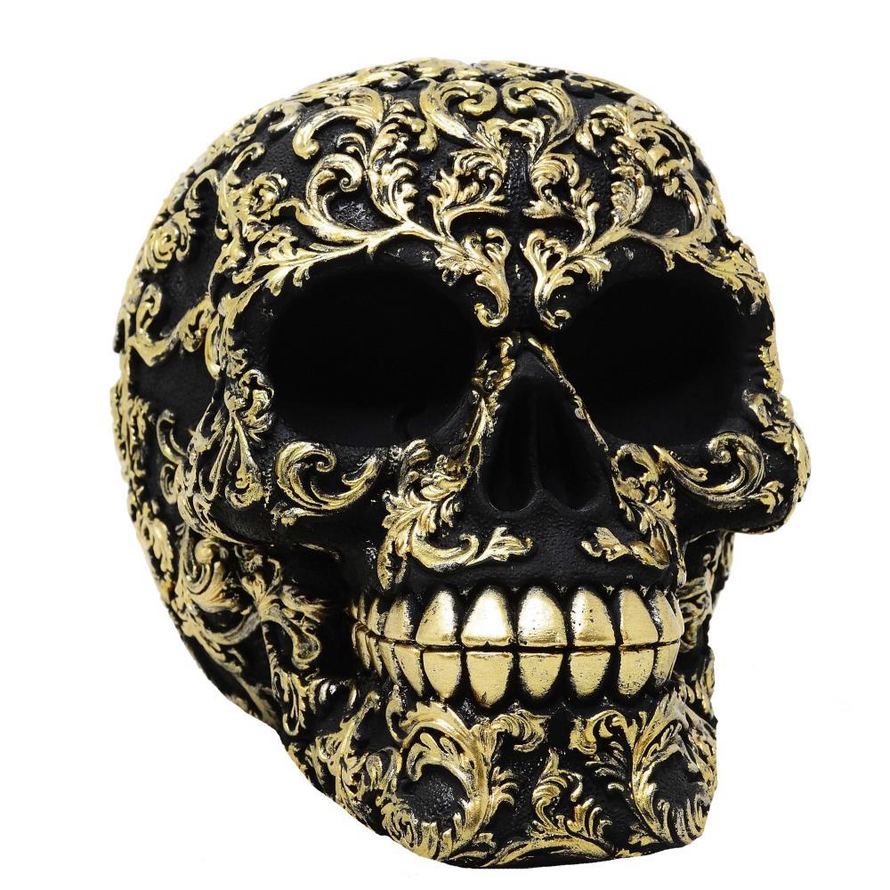 Totenkopf schwarz/gold