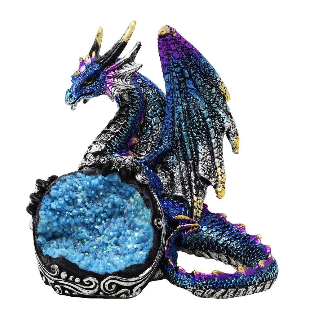 Blauer Drache mit Kristallen