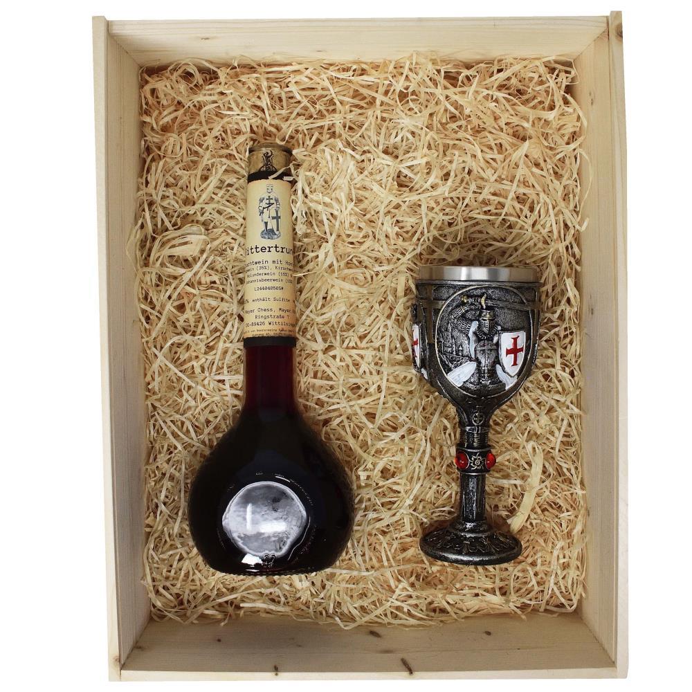 Gift set Knight's Potion multi-fruit wine 0.5 liters in elixir bottle with 1x goblet and individual engraving